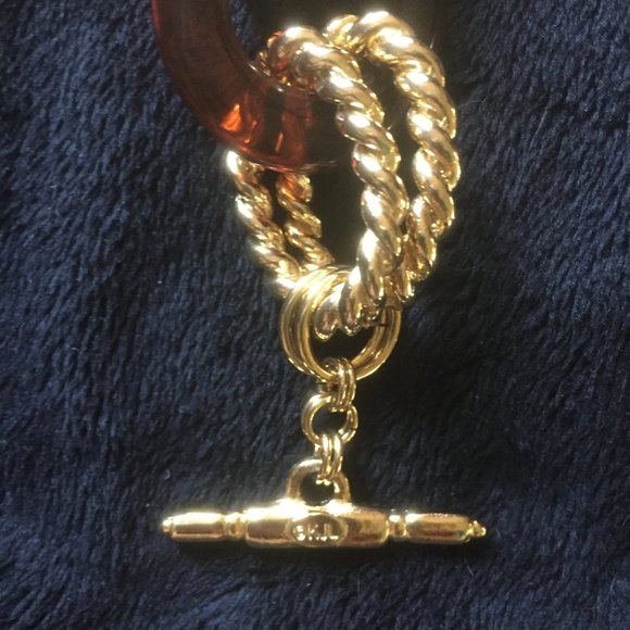 KJL Kenneth Jay Lane Tortoise & Double Gold Tone Rope Link Necklace/32 Inches - Picture 2 of 2